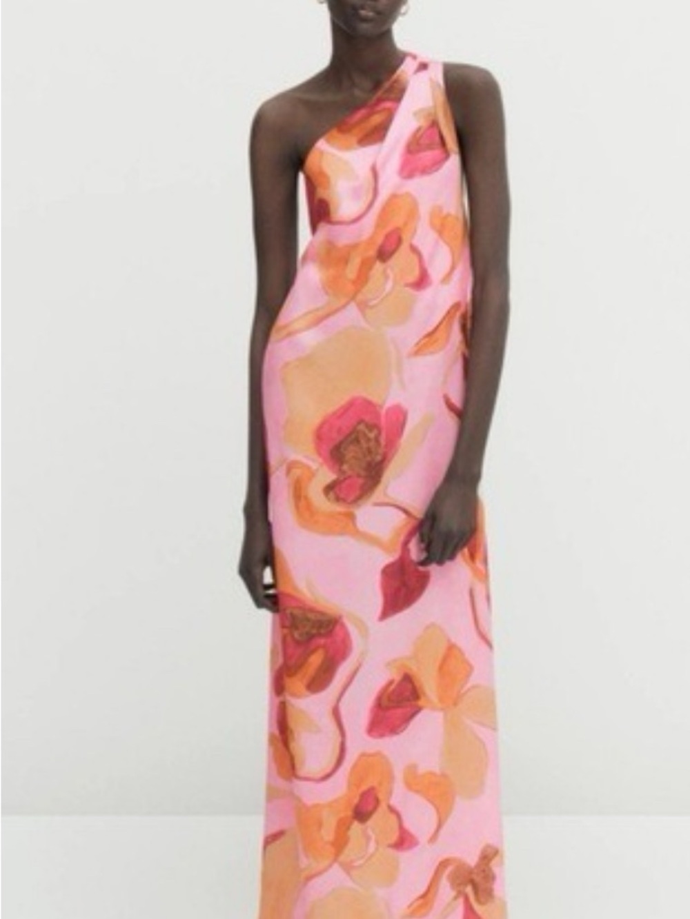 NWT SZ 8 Massimo Dutti Pink Floral Print Maxi Halter Dress